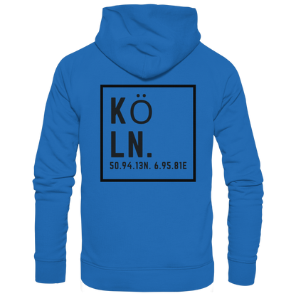 Köln Koordinaten (großer Druck auf dem Rücken) - Premium Unisex Hoodie
