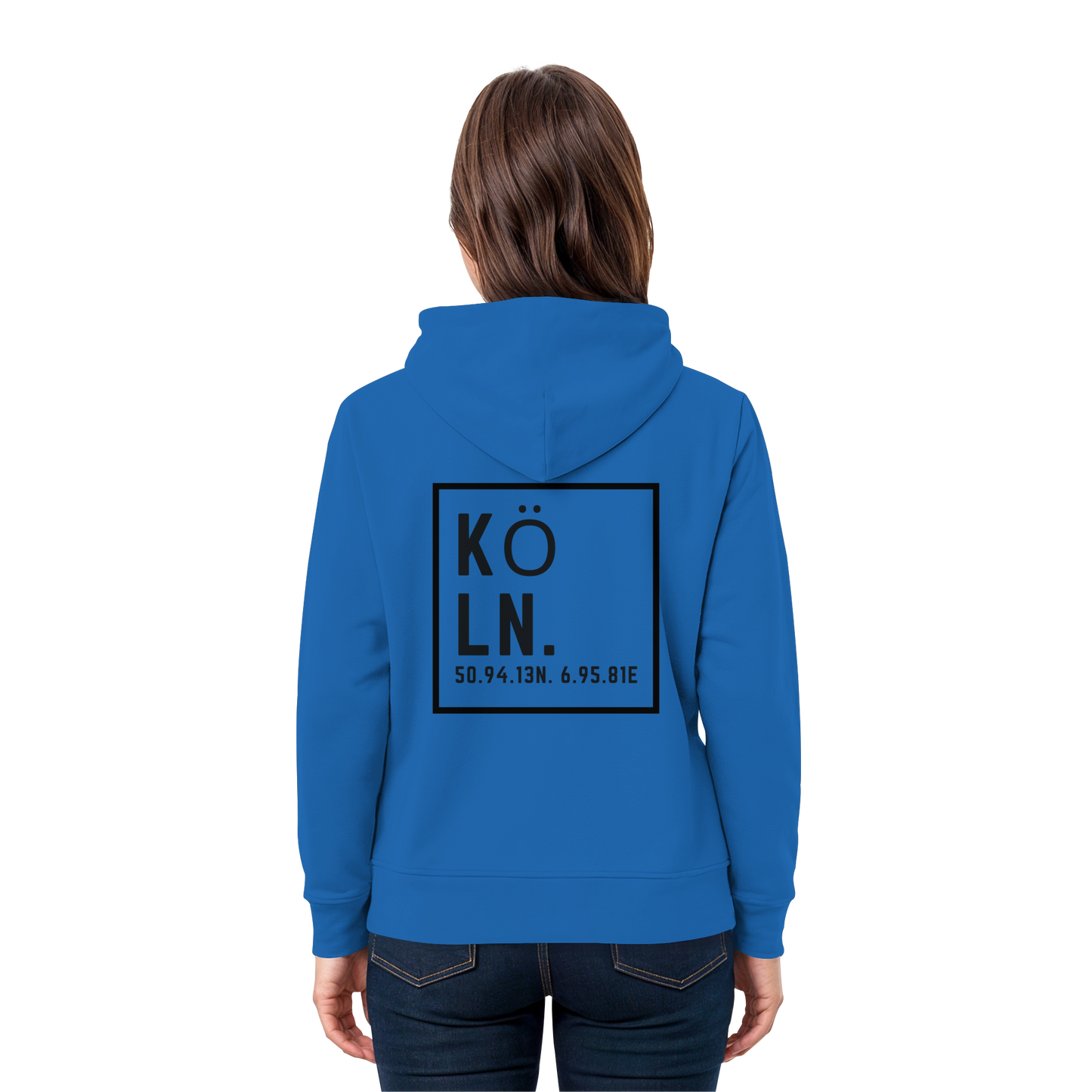 Köln Koordinaten (großer Druck auf dem Rücken) - Premium Unisex Hoodie