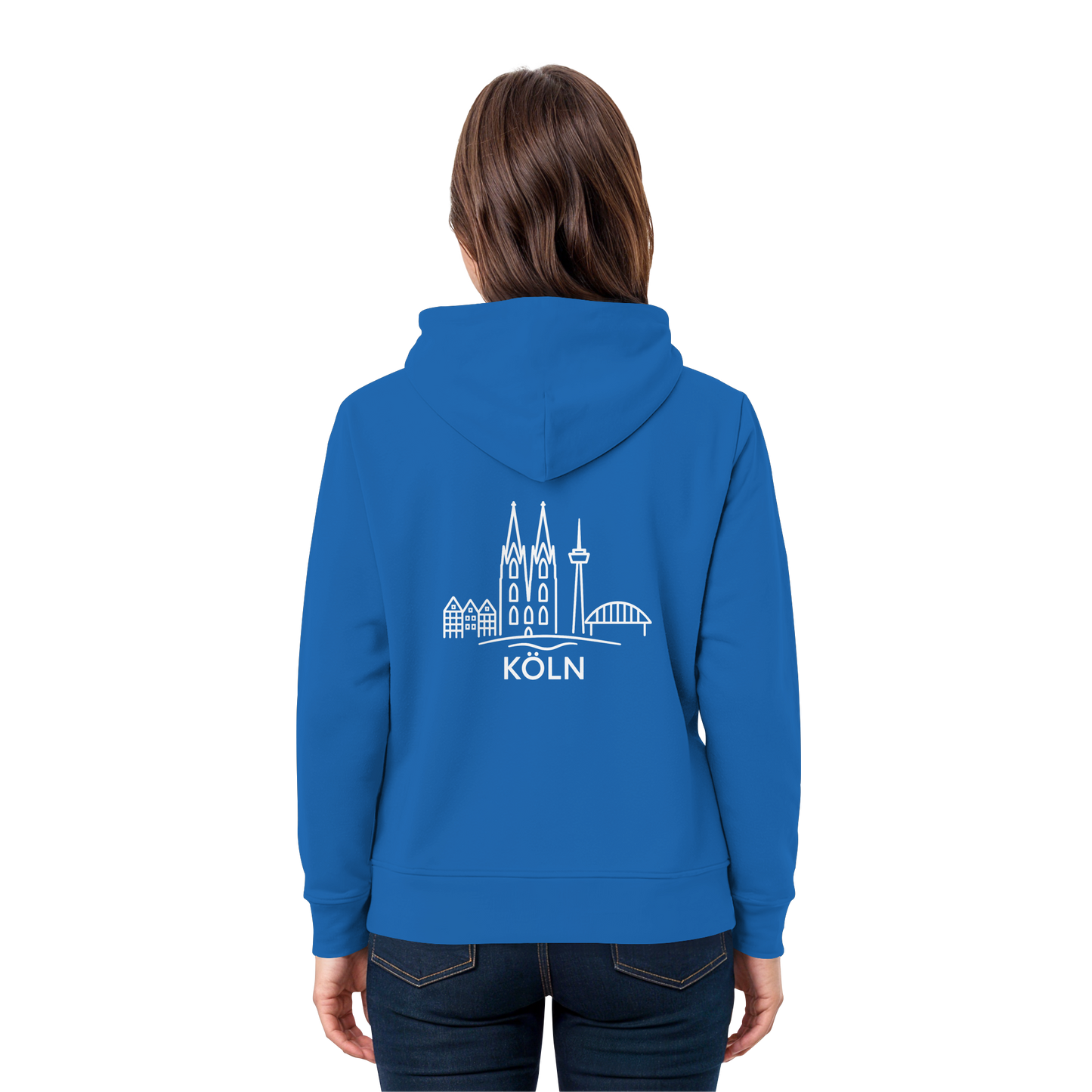 Köln Skyline (großer Druck auf dem Rücken) - Premium Unisex Hoodie
