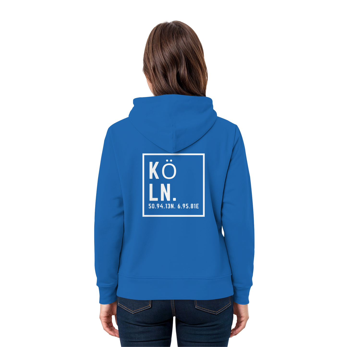 Köln Koordinaten (großer Druck auf dem Rücken) - Premium Unisex Hoodie