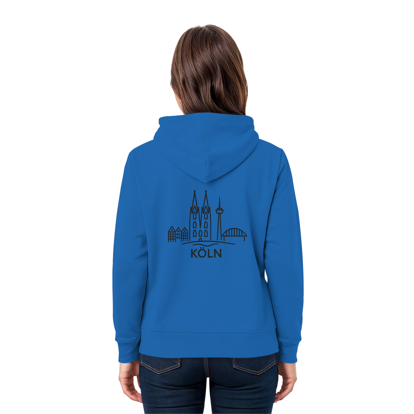 Köln Skyline (großer Druck auf dem Rücken) - Premium Unisex Hoodie