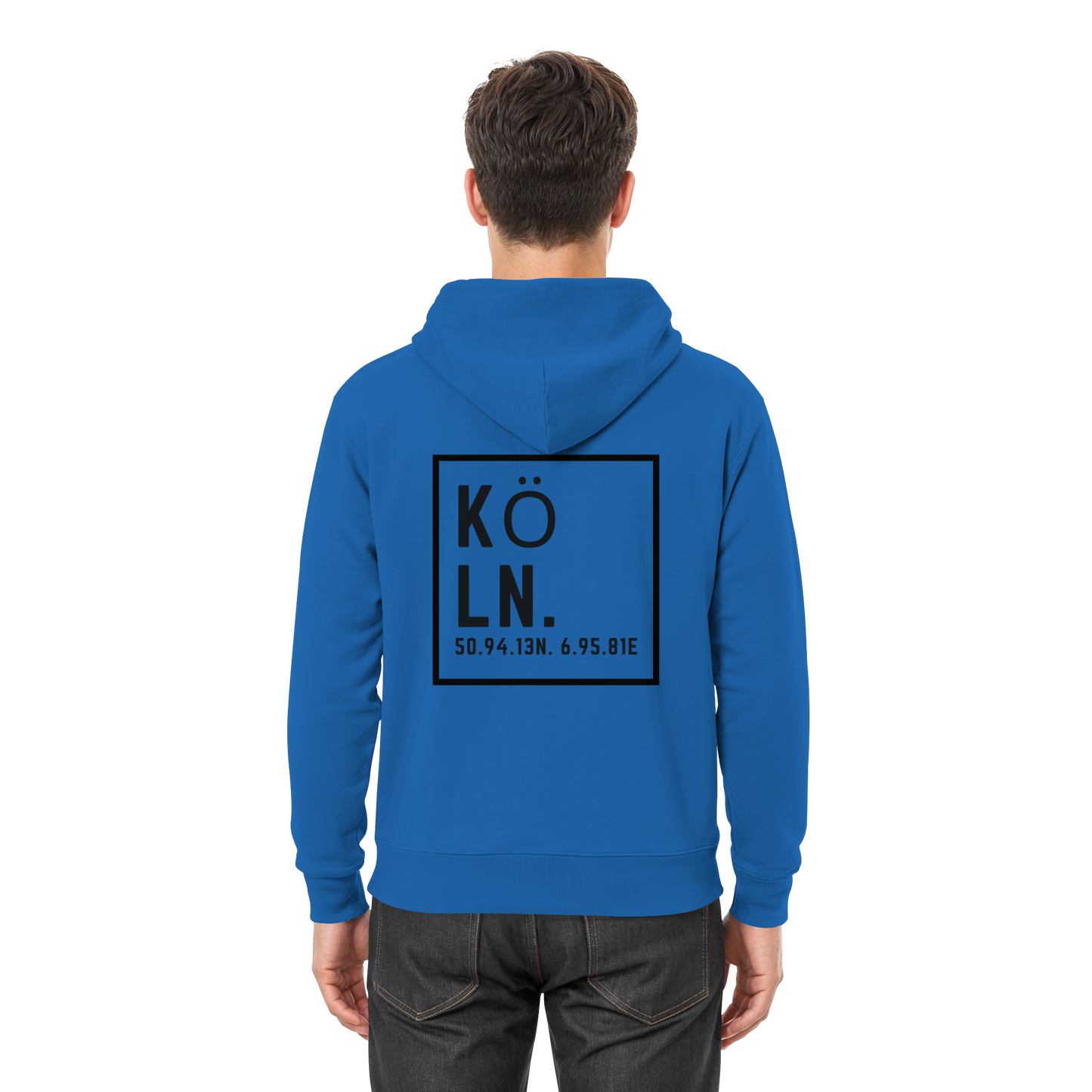 Köln Koordinaten (großer Druck auf dem Rücken) - Premium Unisex Hoodie