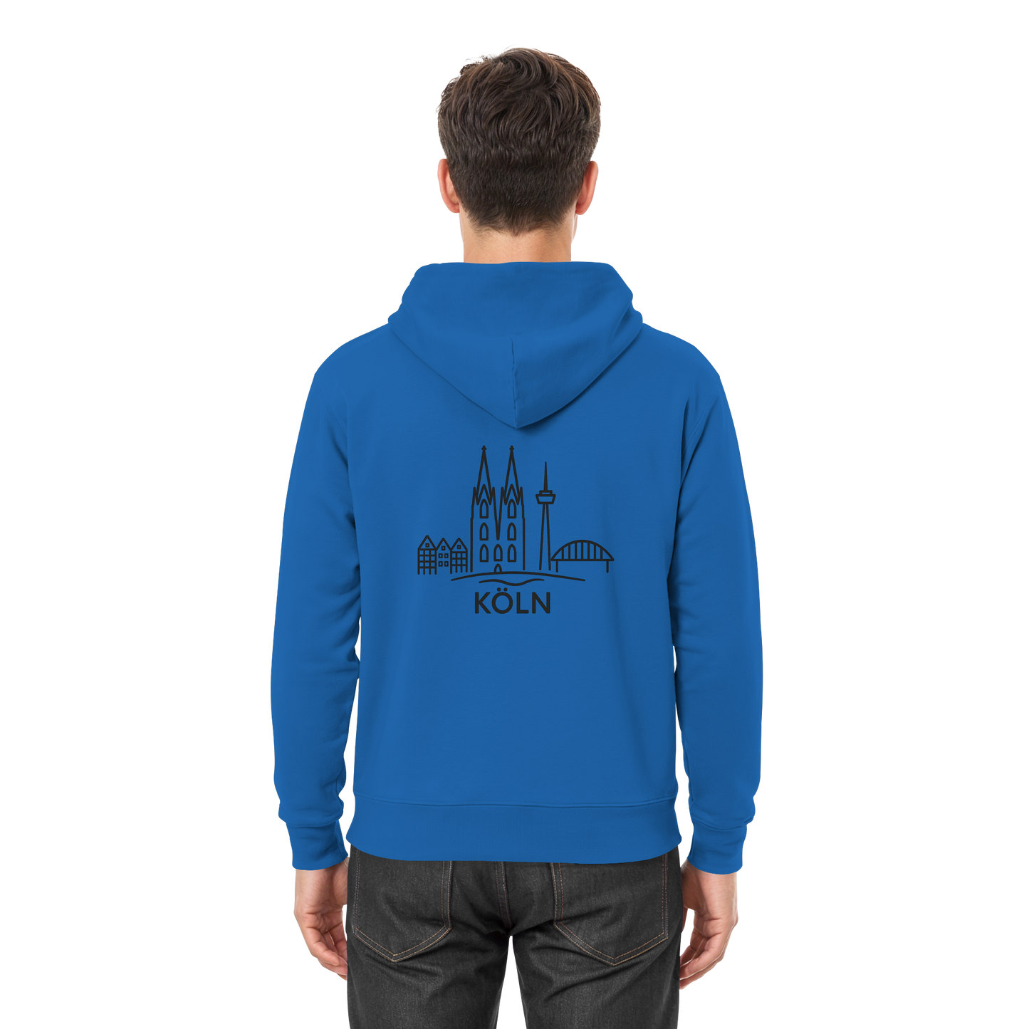Köln Skyline (großer Druck auf dem Rücken) - Premium Unisex Hoodie