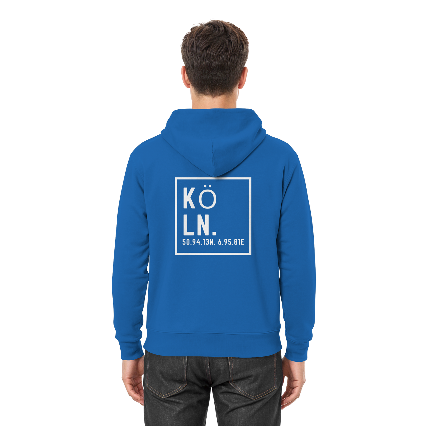 Köln Koordinaten (großer Druck auf dem Rücken) - Premium Unisex Hoodie