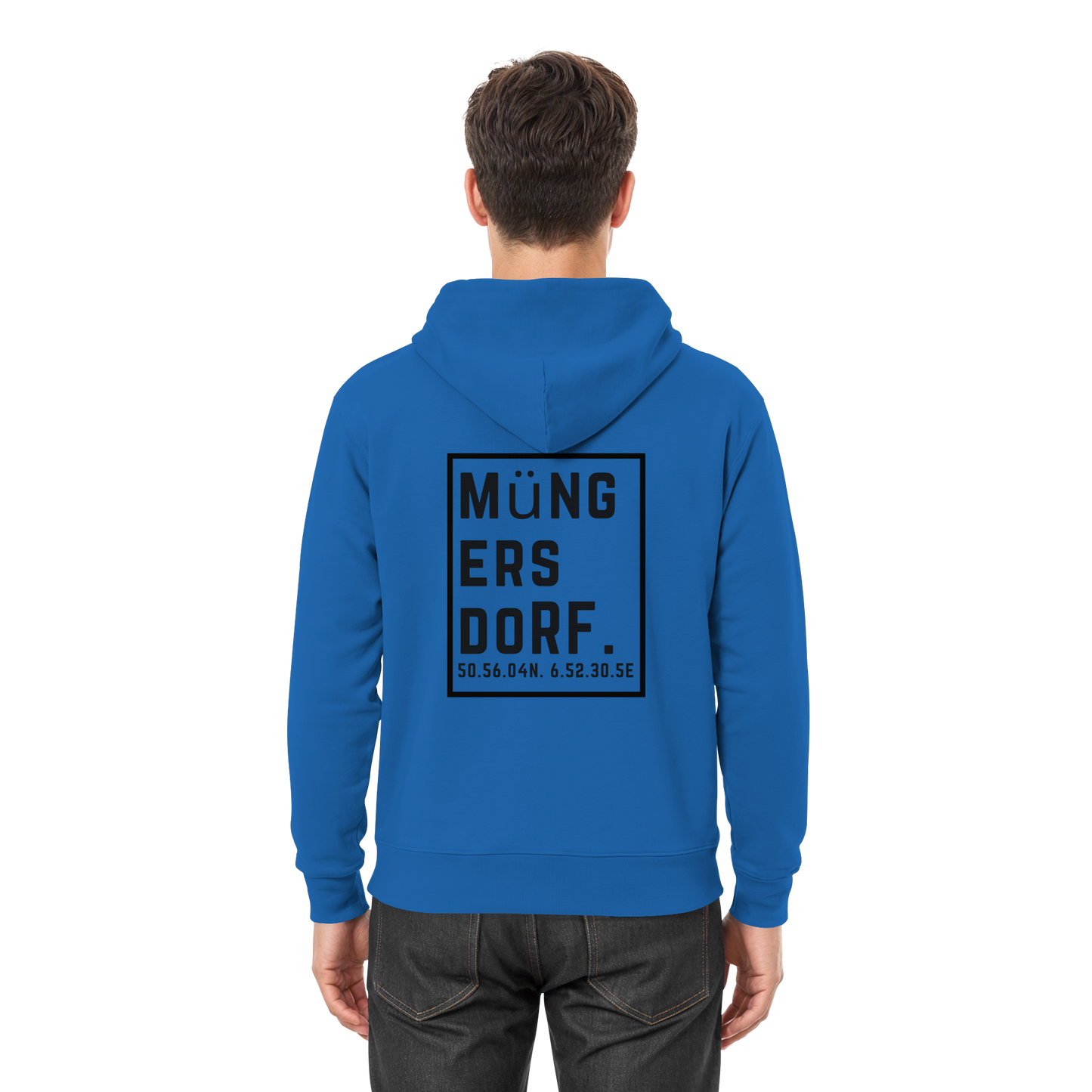 Müngersdorf Koordinaten (großer Druck auf dem Rücken) - Premium Unisex Hoodie