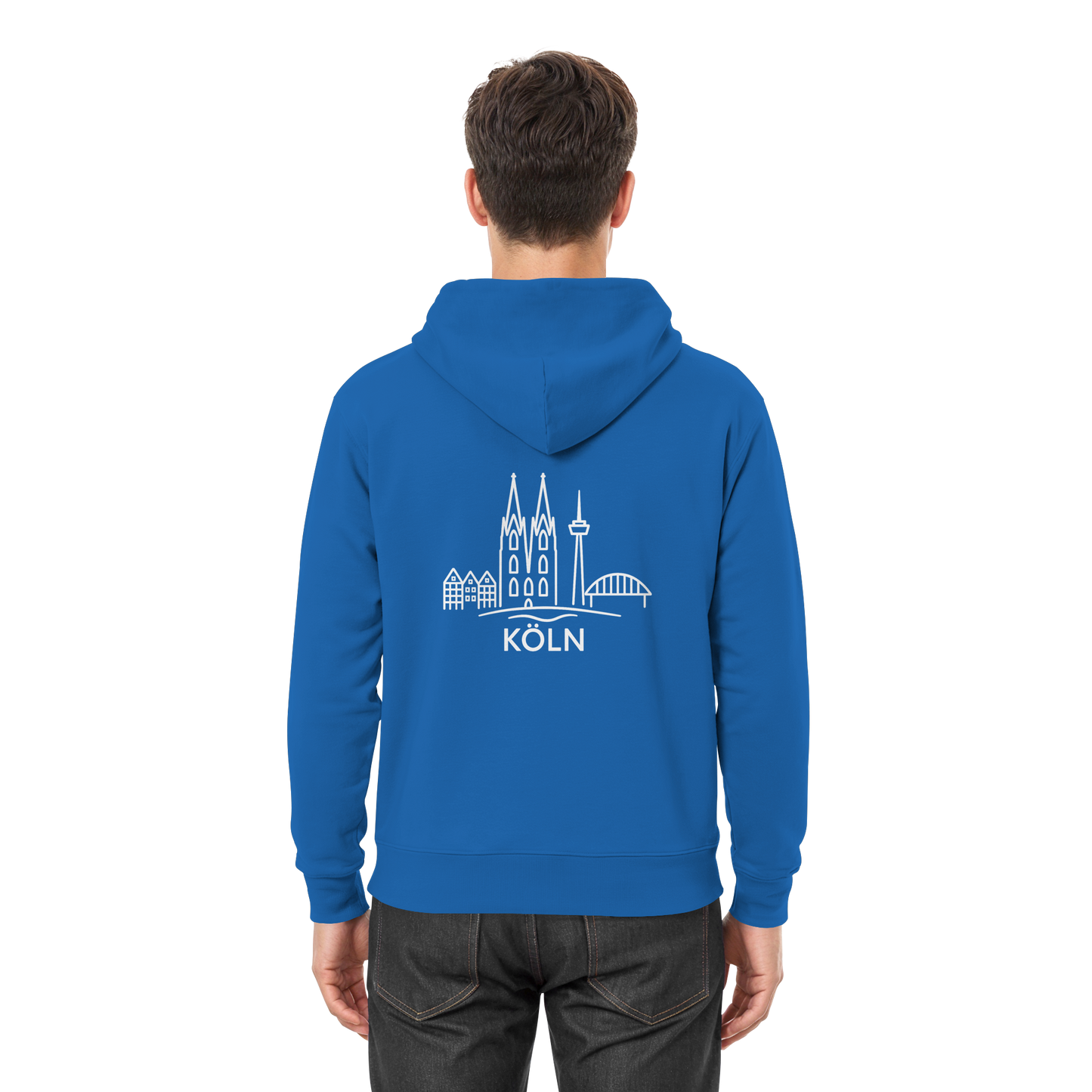 Köln Skyline (großer Druck auf dem Rücken) - Premium Unisex Hoodie