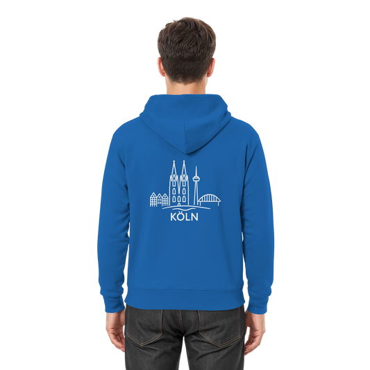 Köln Skyline (großer Druck auf dem Rücken) - Premium Unisex Hoodie