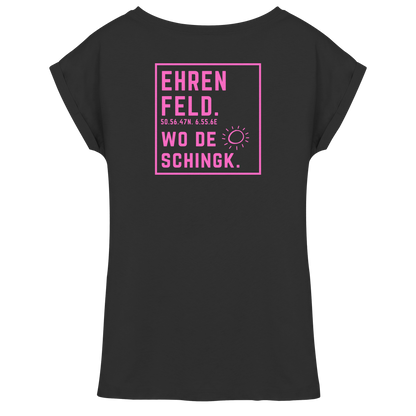 Wo de Sonn schingk - Ehrenfeld Druck Rücken  - Womens Extended Shoulder T-Shirt