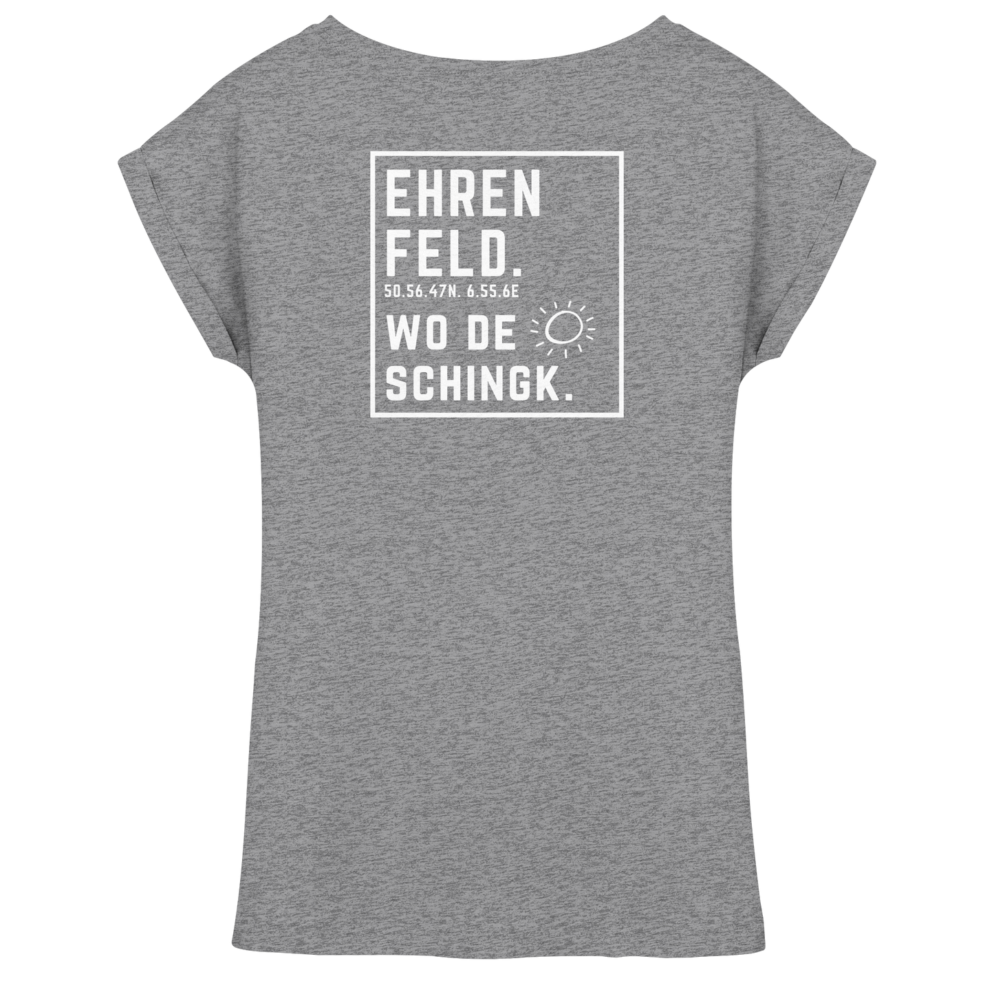 Wo de Sonn schingk - Ehrenfeld Druck Rücken  - Womens Extended Shoulder T-Shirt