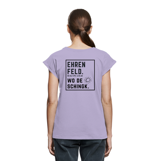 Wo de Sonn schingk - Ehrenfeld Druck Rücken - Womens Extended Shoulder T-Shirt