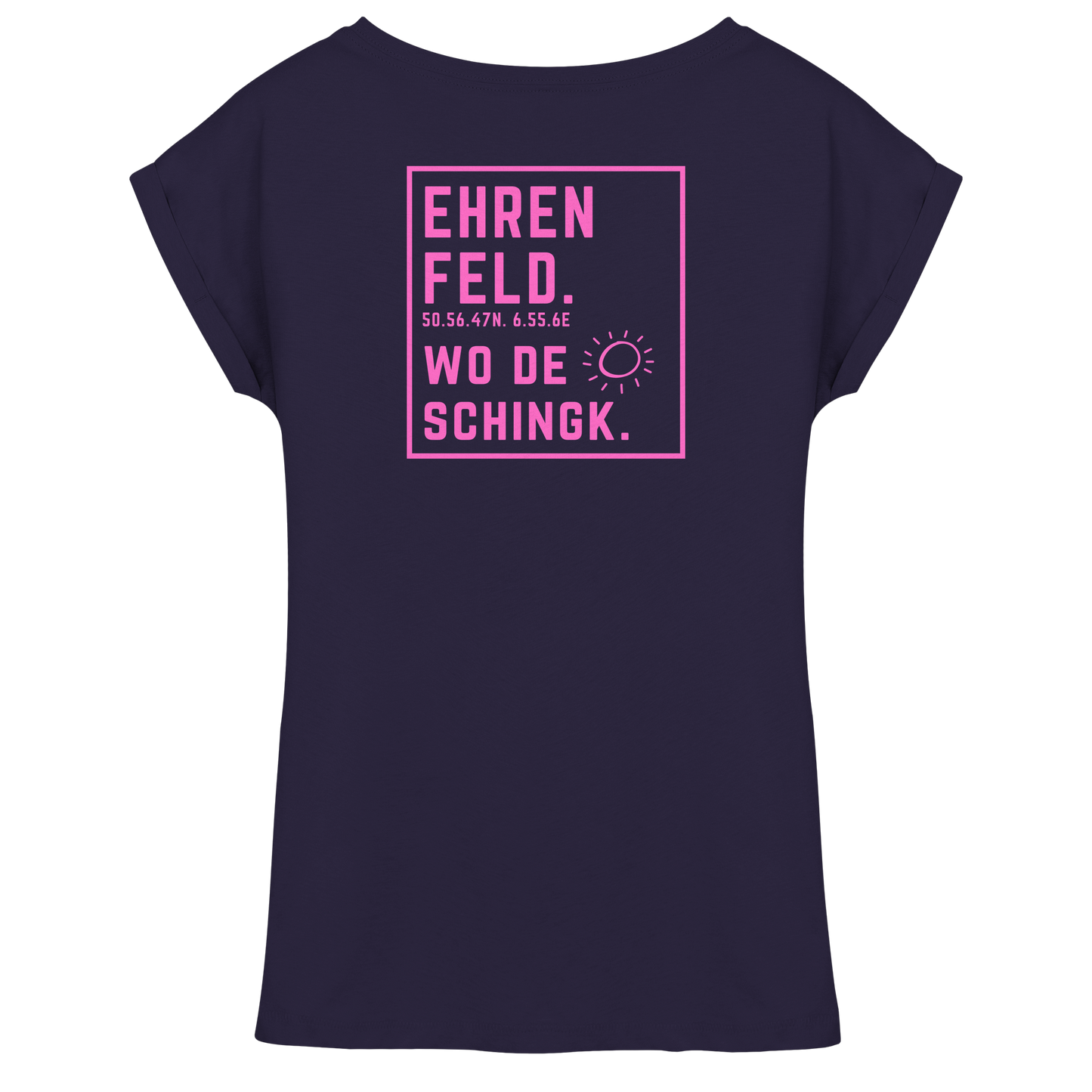 Wo de Sonn schingk - Ehrenfeld Druck Rücken  - Womens Extended Shoulder T-Shirt