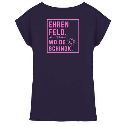 Wo de Sonn schingk - Ehrenfeld Druck Rücken  - Womens Extended Shoulder T-Shirt