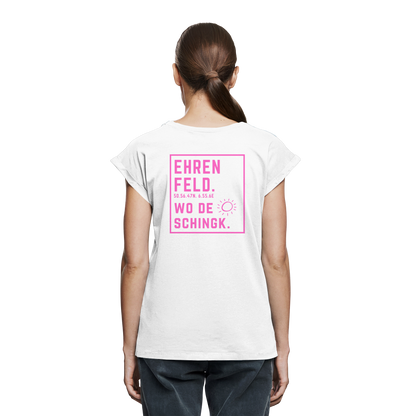 Wo de Sonn schingk - Ehrenfeld Druck Rücken  - Womens Extended Shoulder T-Shirt