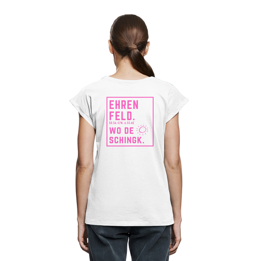 Wo de Sonn schingk - Ehrenfeld Druck Rücken  - Womens Extended Shoulder T-Shirt