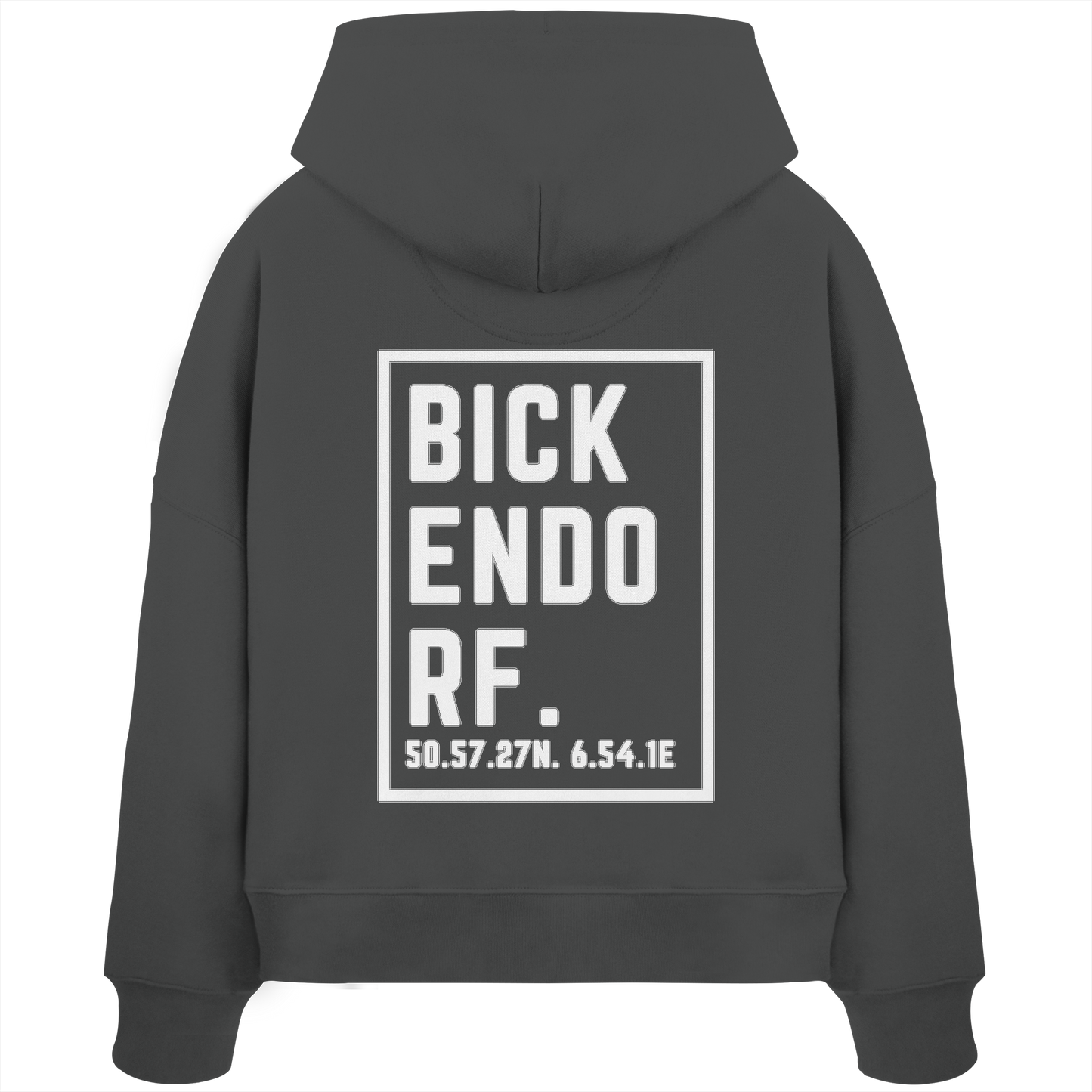 Bickendorf Koordinaten (großer Druck auf dem Rücken) - Womens Organic Boxcut Hoodie