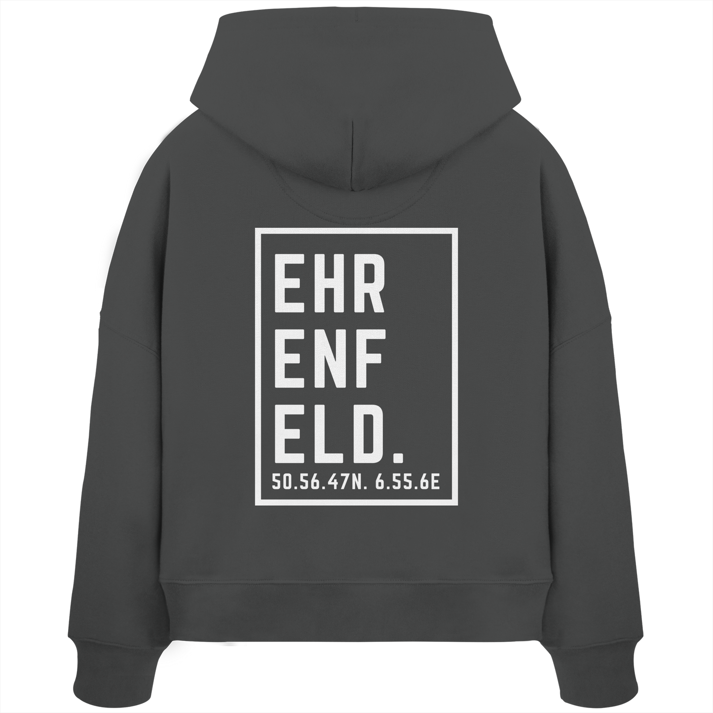 Ehrenfeld Koordinaten (großer Druck auf dem Rücken) - Womens Organic Boxcut Hoodie