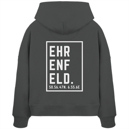 Ehrenfeld Koordinaten (großer Druck auf dem Rücken) - Womens Organic Boxcut Hoodie