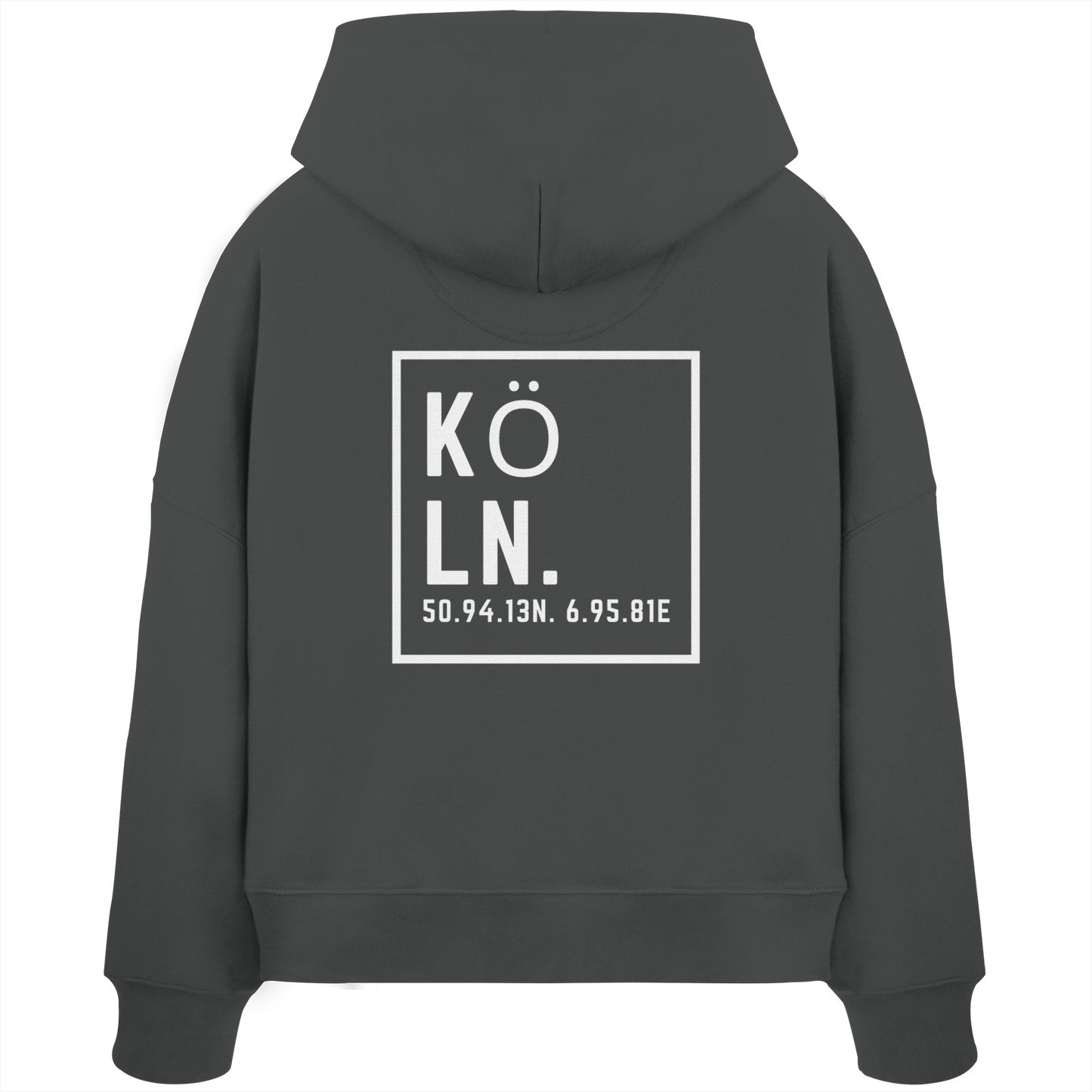 Köln Koordinaten (großer Druck auf dem Rücken) - Womens Organic Boxcut Hoodie