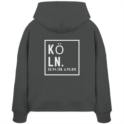 Köln Koordinaten (großer Druck auf dem Rücken) - Womens Organic Boxcut Hoodie