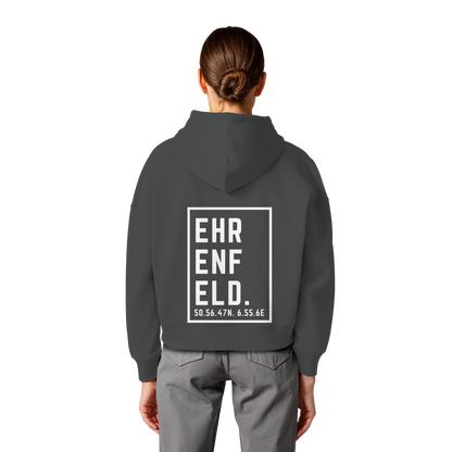 Ehrenfeld Koordinaten (großer Druck auf dem Rücken) - Womens Organic Boxcut Hoodie