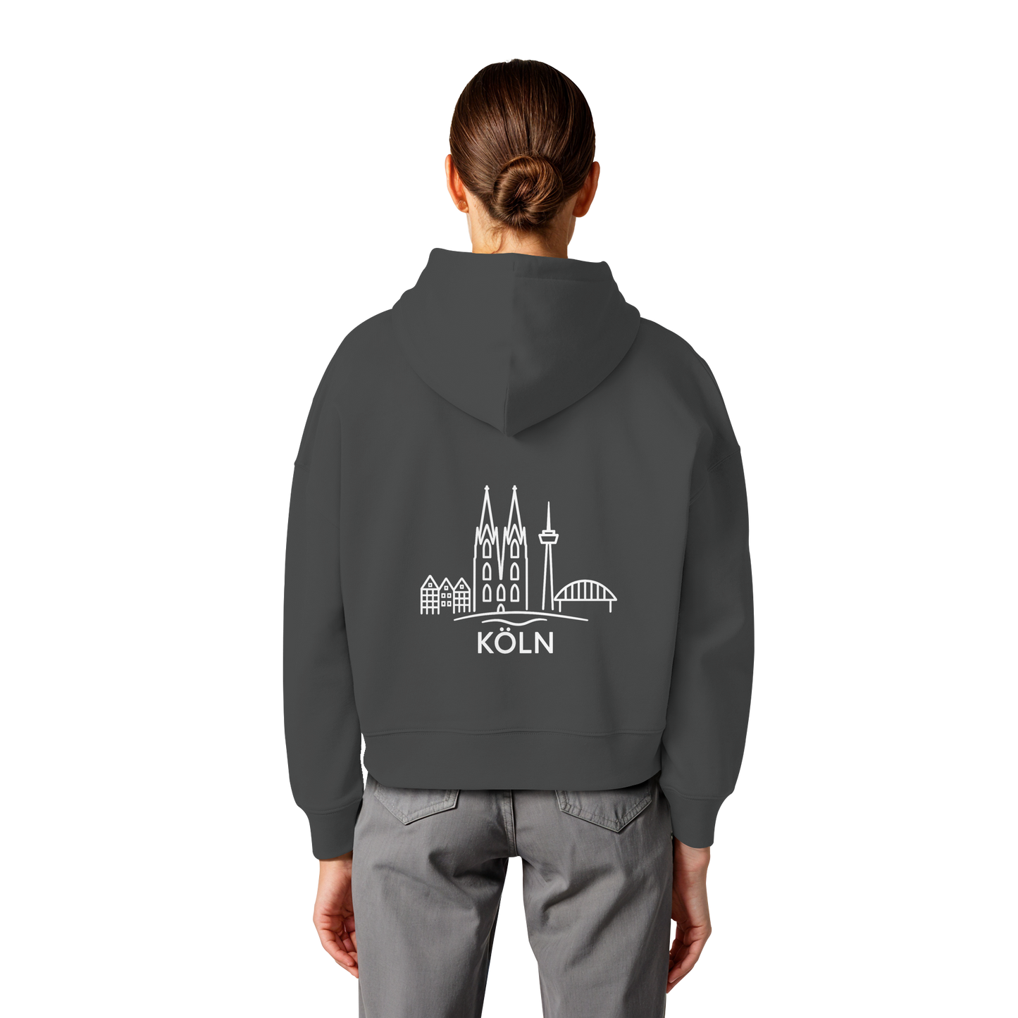 Köln Skyline (großer Druck auf dem Rücken) - Womens Organic Boxcut Hoodie