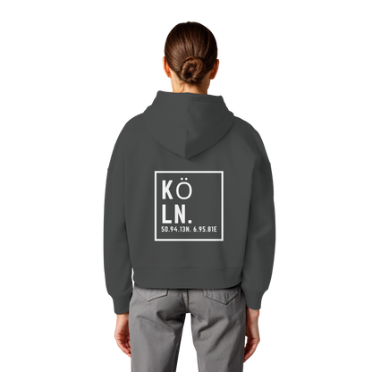 Köln Koordinaten (großer Druck auf dem Rücken) - Womens Organic Boxcut Hoodie