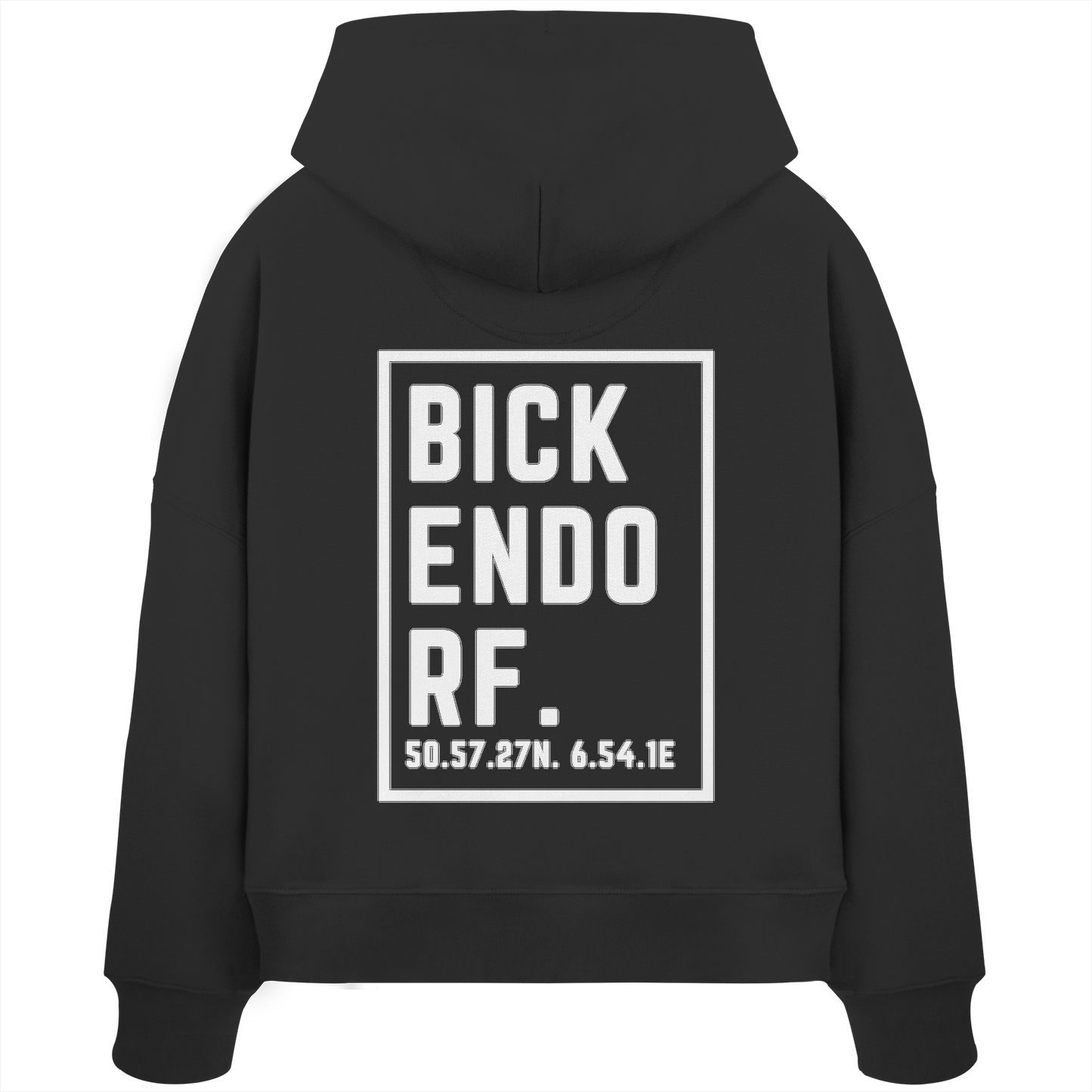Bickendorf Koordinaten (großer Druck auf dem Rücken) - Womens Organic Boxcut Hoodie