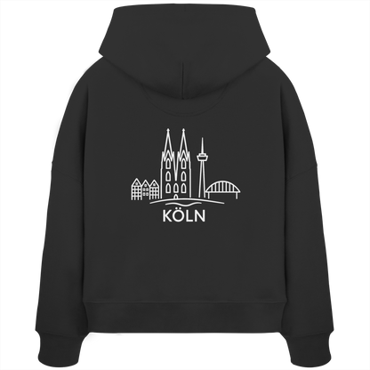 Köln Skyline (großer Druck auf dem Rücken) - Womens Organic Boxcut Hoodie