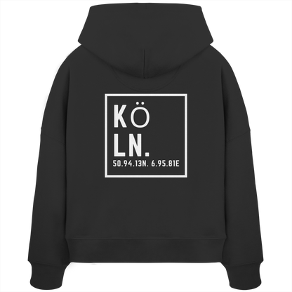 Köln Koordinaten (großer Druck auf dem Rücken) - Womens Organic Boxcut Hoodie