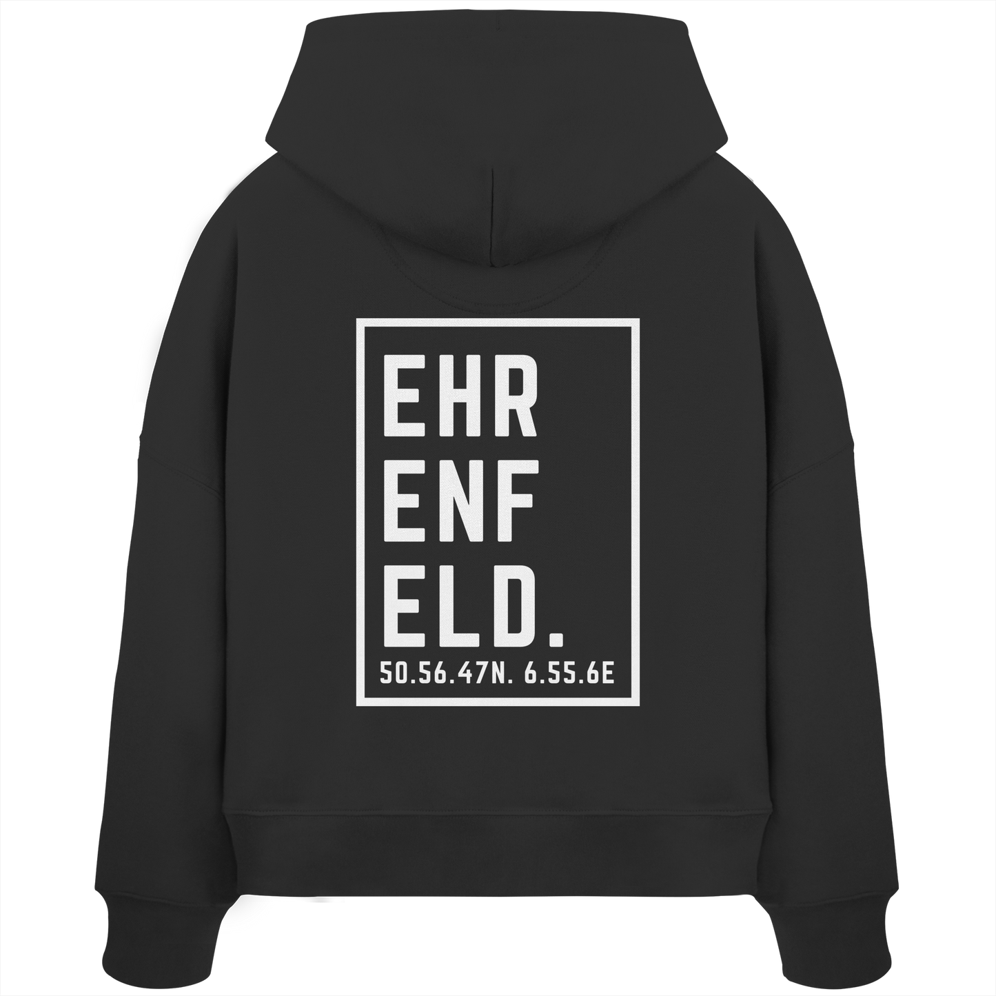 Ehrenfeld Koordinaten (großer Druck auf dem Rücken) - Womens Organic Boxcut Hoodie