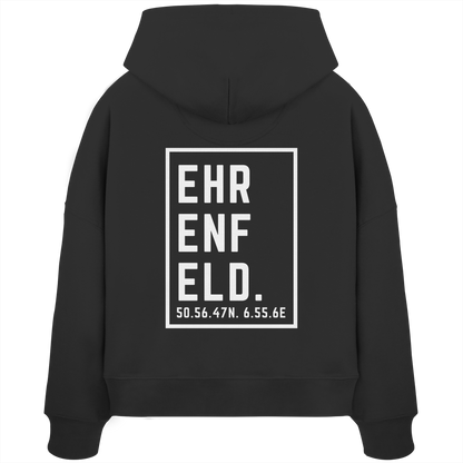 Ehrenfeld Koordinaten (großer Druck auf dem Rücken) - Womens Organic Boxcut Hoodie