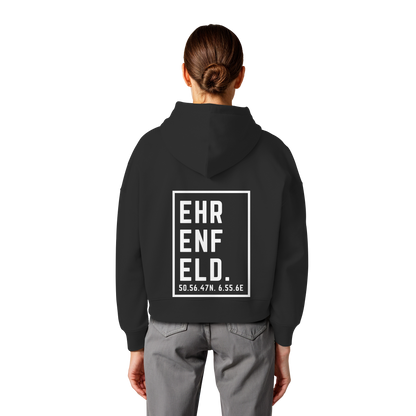 Ehrenfeld Koordinaten (großer Druck auf dem Rücken) - Womens Organic Boxcut Hoodie