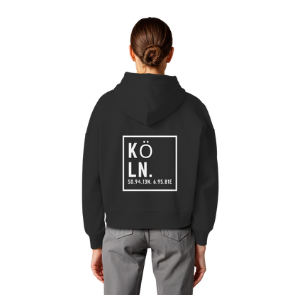 Köln Koordinaten (großer Druck auf dem Rücken) - Womens Organic Boxcut Hoodie
