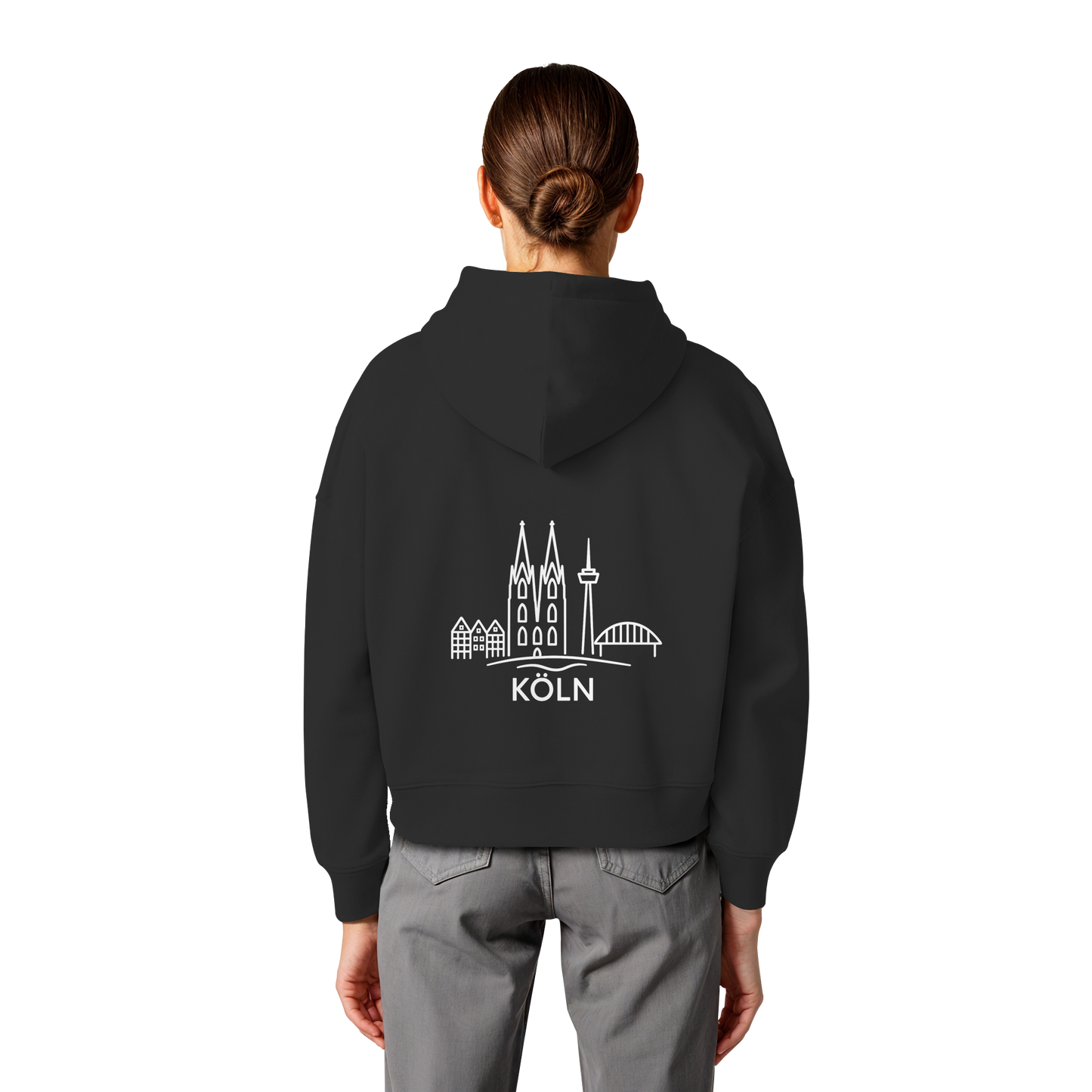 Köln Skyline (großer Druck auf dem Rücken) - Womens Organic Boxcut Hoodie