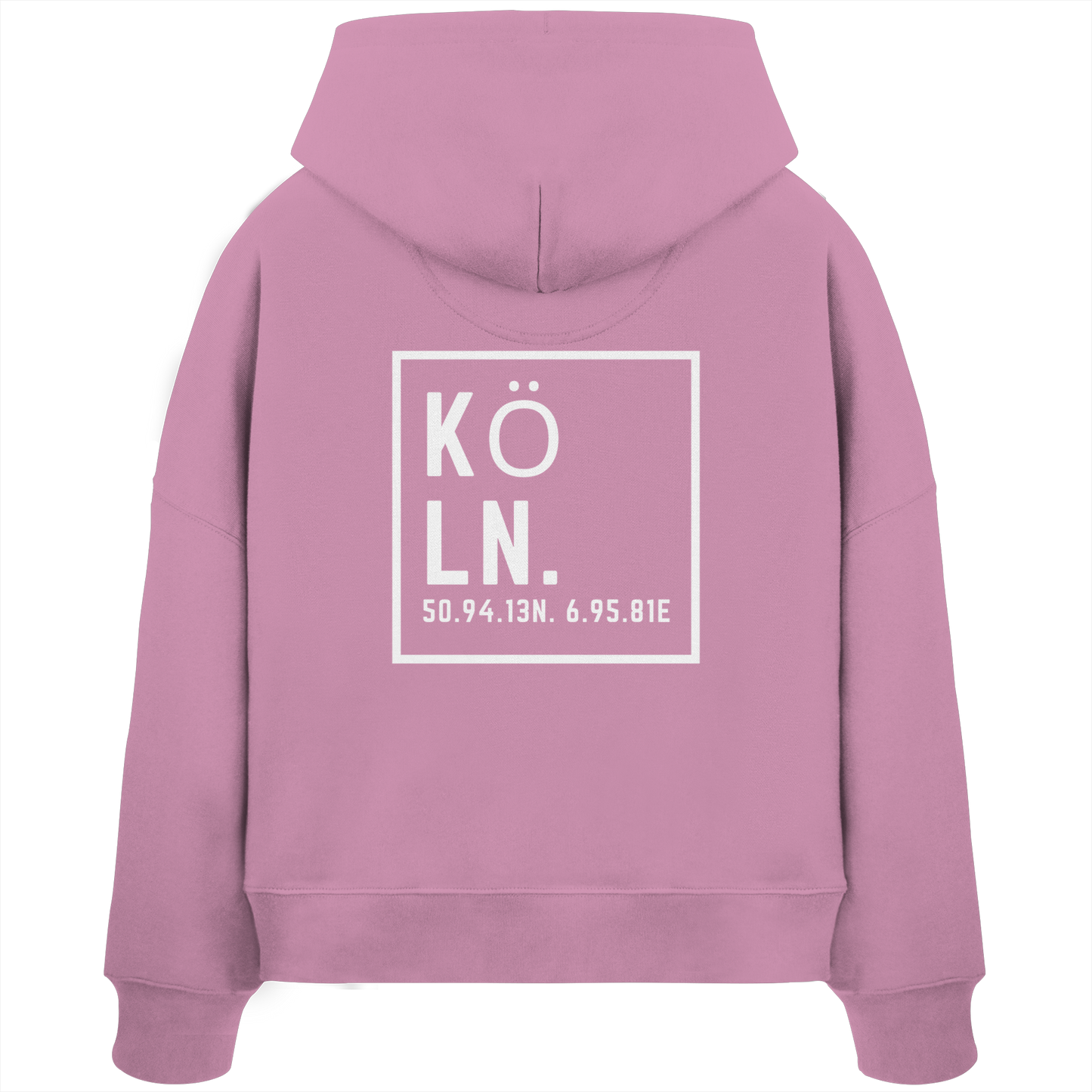Köln Koordinaten (großer Druck auf dem Rücken) - Womens Organic Boxcut Hoodie