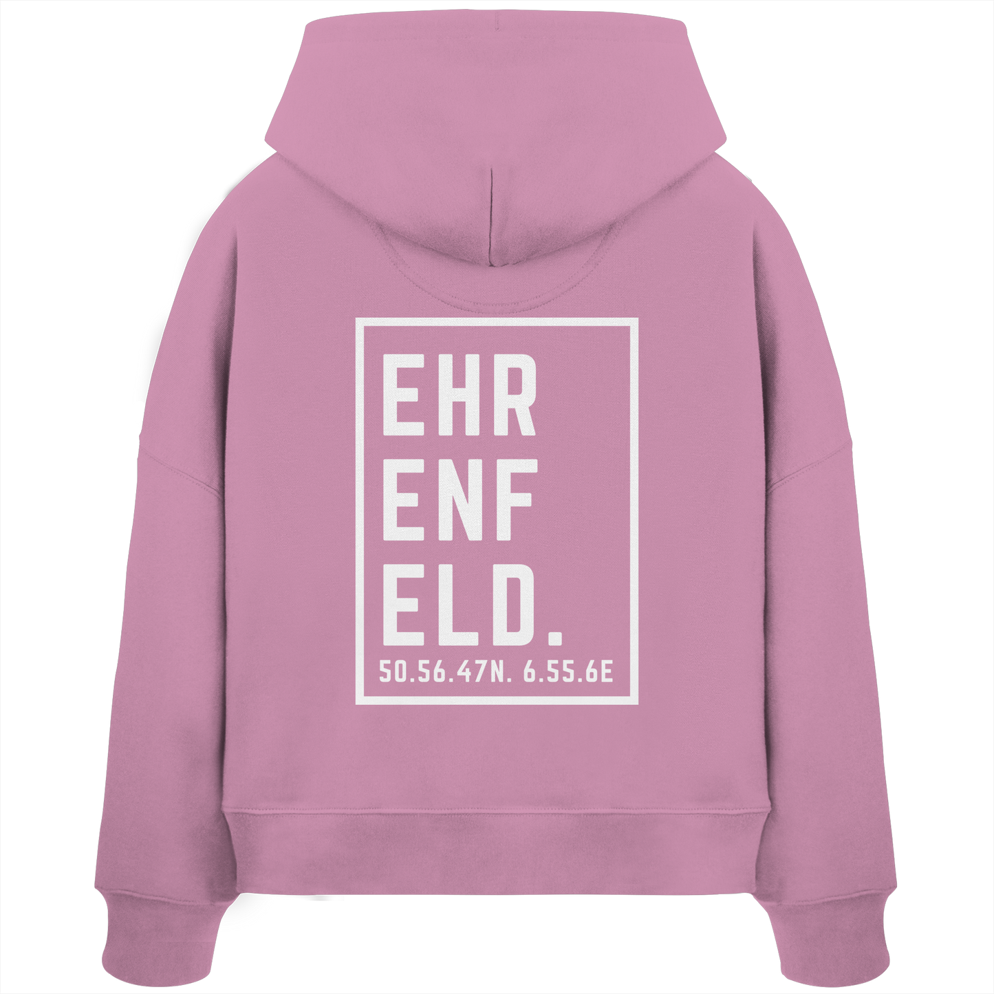 Ehrenfeld Koordinaten (großer Druck auf dem Rücken) - Womens Organic Boxcut Hoodie