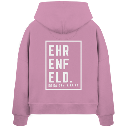Ehrenfeld Koordinaten (großer Druck auf dem Rücken) - Womens Organic Boxcut Hoodie
