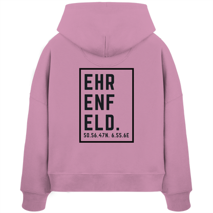 Ehrenfeld Koordinaten (großer Druck auf dem Rücken) - Womens Organic Boxcut Hoodie