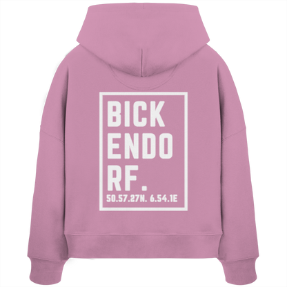 Bickendorf Koordinaten (großer Druck auf dem Rücken) - Womens Organic Boxcut Hoodie