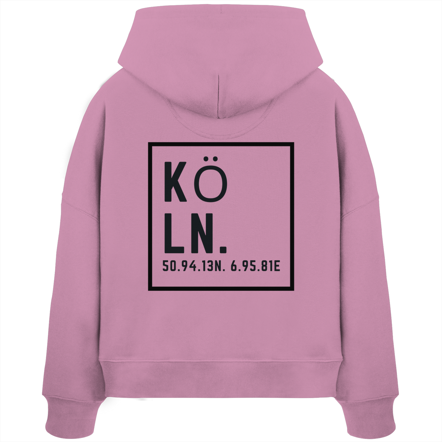 Köln Koordinaten (großer Druck auf dem Rücken) - Womens Organic Boxcut Hoodie