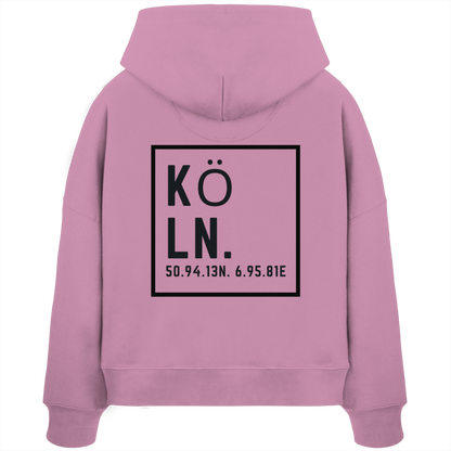 Köln Koordinaten (großer Druck auf dem Rücken) - Womens Organic Boxcut Hoodie