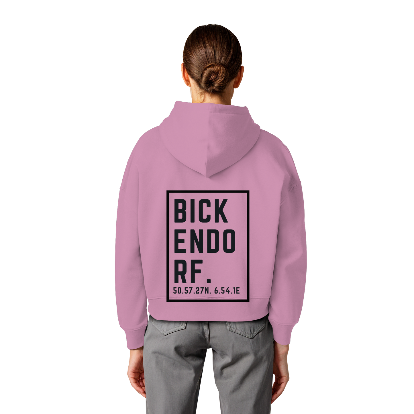 Bickendorf Koordinaten (großer Druck auf dem Rücken) - Womens Organic Boxcut Hoodie