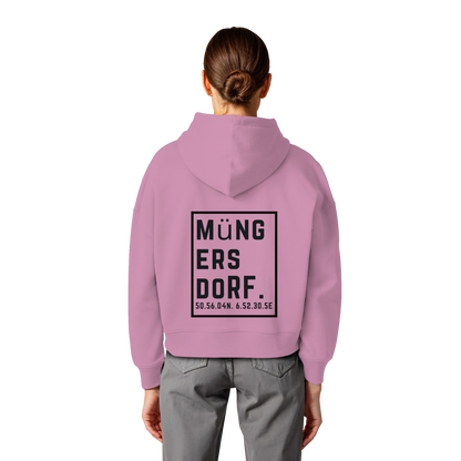 Müngersdorf Koordinaten (großer Druck auf dem Rücken) - Womens Organic Boxcut Hoodie