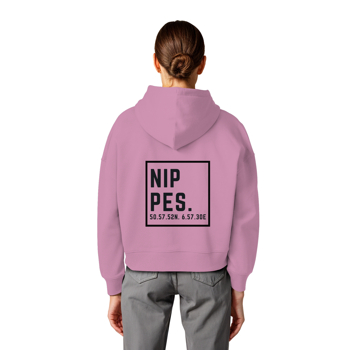Nippes Koordinaten (großer Druck auf dem Rücken) - Womens Organic Boxcut Hoodie