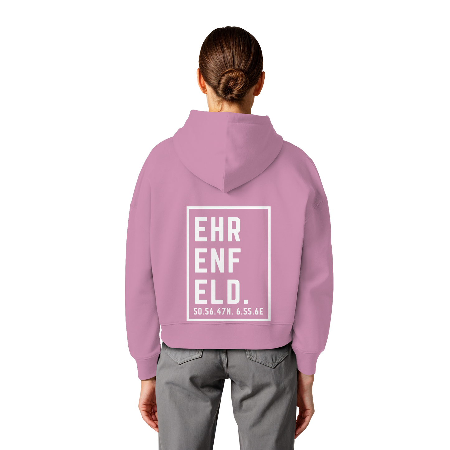 Ehrenfeld Koordinaten (großer Druck auf dem Rücken) - Womens Organic Boxcut Hoodie