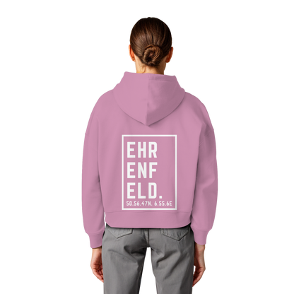 Ehrenfeld Koordinaten (großer Druck auf dem Rücken) - Womens Organic Boxcut Hoodie