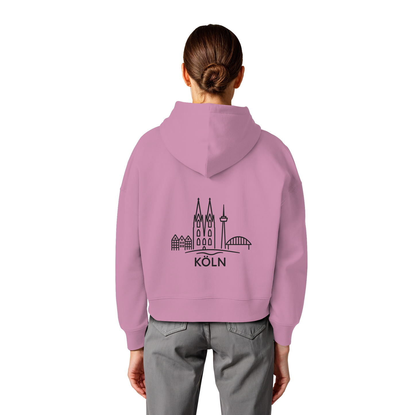 Köln Skyline (großer Druck auf dem Rücken) - Womens Organic Boxcut Hoodie