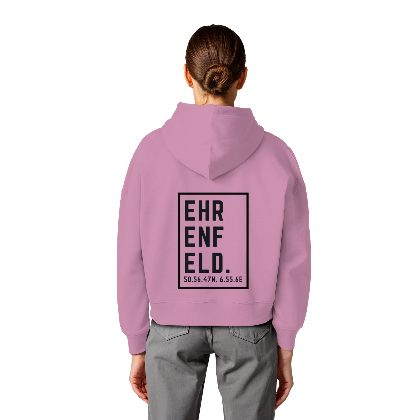 Ehrenfeld Koordinaten (großer Druck auf dem Rücken) - Womens Organic Boxcut Hoodie