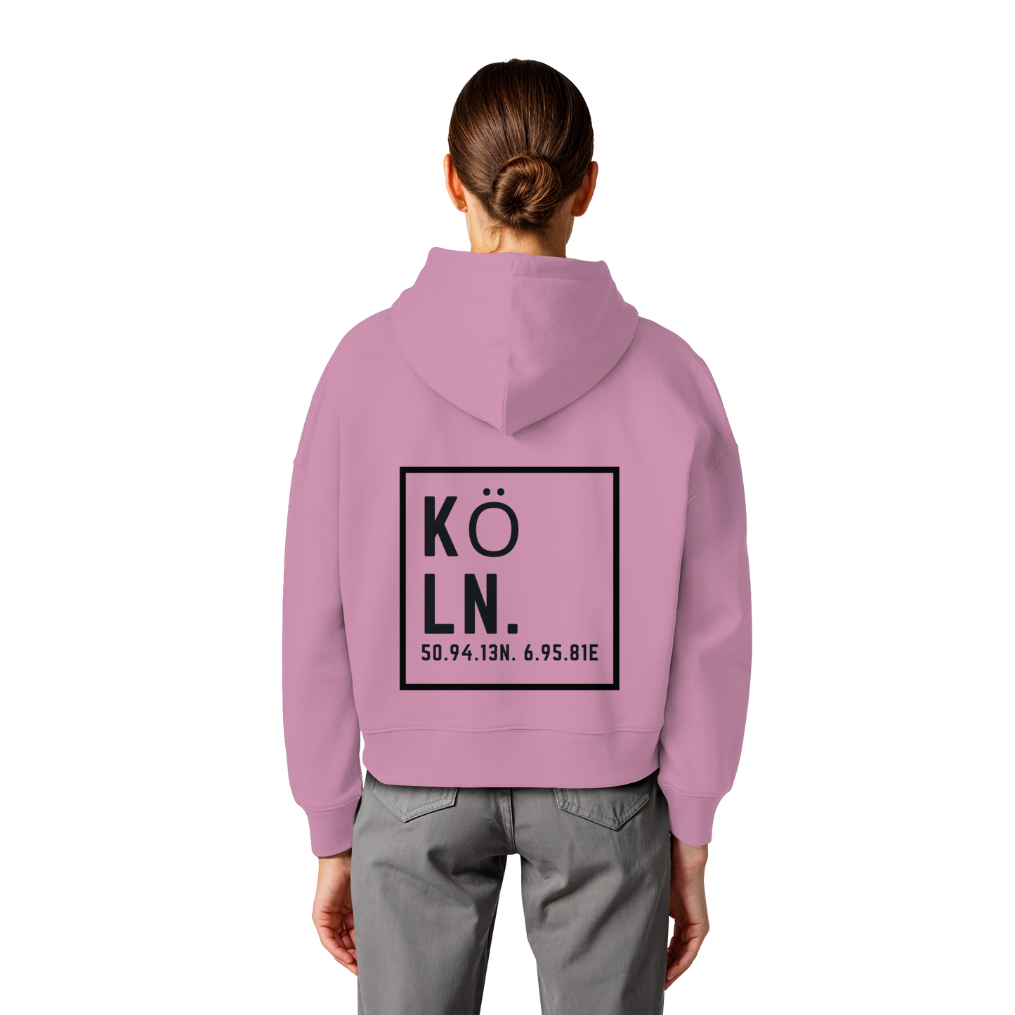 Köln Koordinaten (großer Druck auf dem Rücken) - Womens Organic Boxcut Hoodie