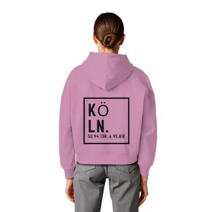Köln Koordinaten (großer Druck auf dem Rücken) - Womens Organic Boxcut Hoodie